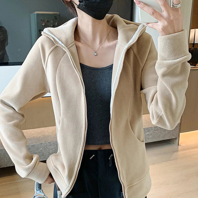 The Hooded zipper leisure sports jacket